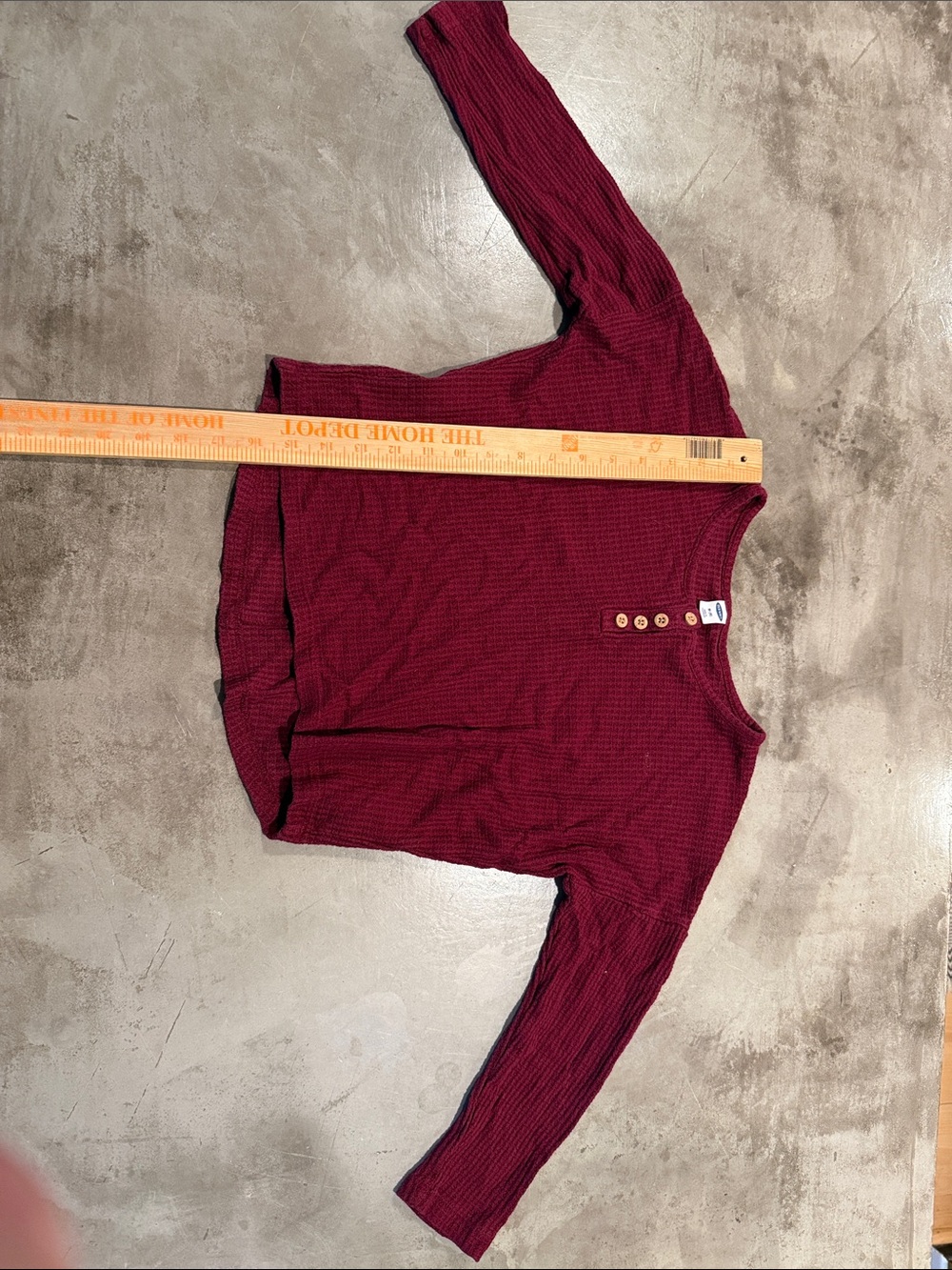 Old Navy Burgundy Waffle Knit Henley Long Sleeve Top